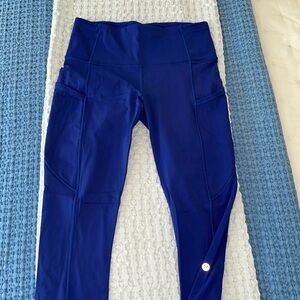 Royal blue lululemon leggings with side pockets